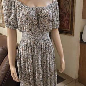 Madewell Multicolor Floral Off-Shoulder Midi Dress